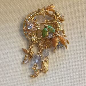Fairy Moon & Bugs Brooch From KIRK'S FOLLY Signed By Artist